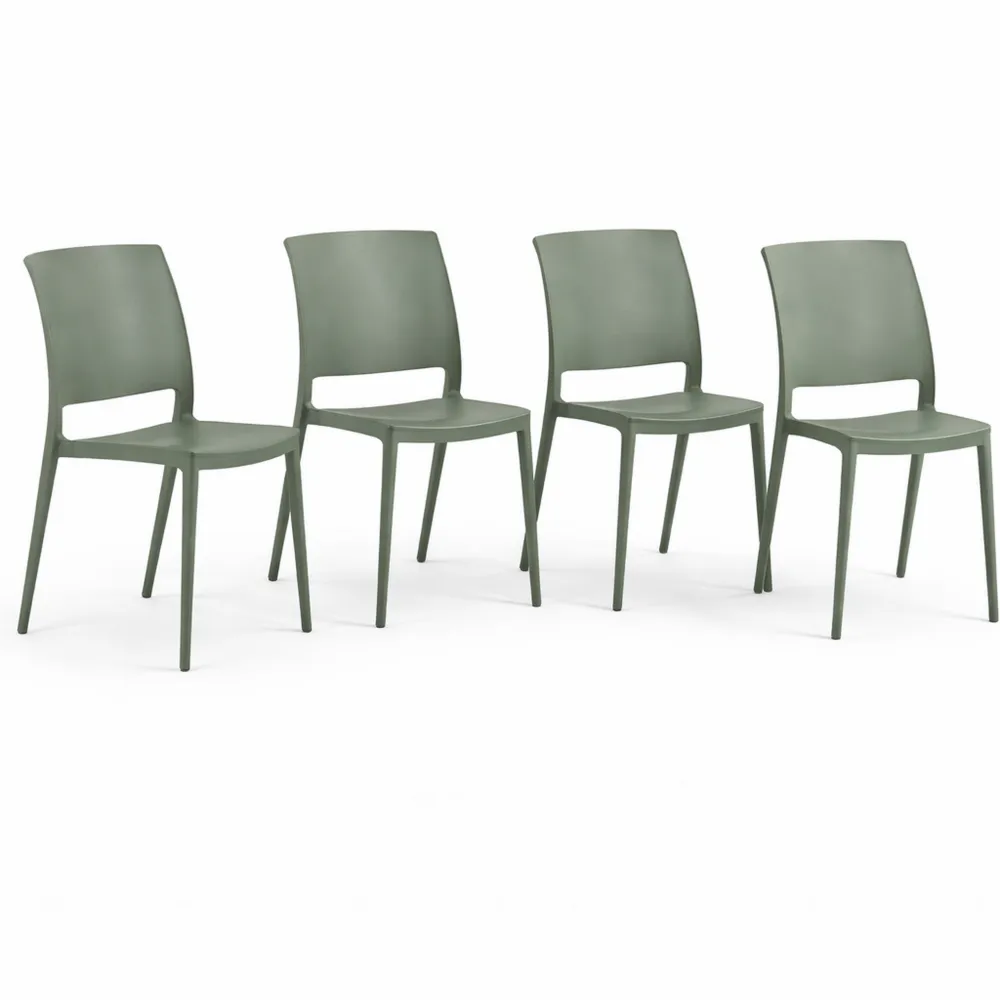 Chaises empilables modernes pour intérieur et extérieur, vert sauge