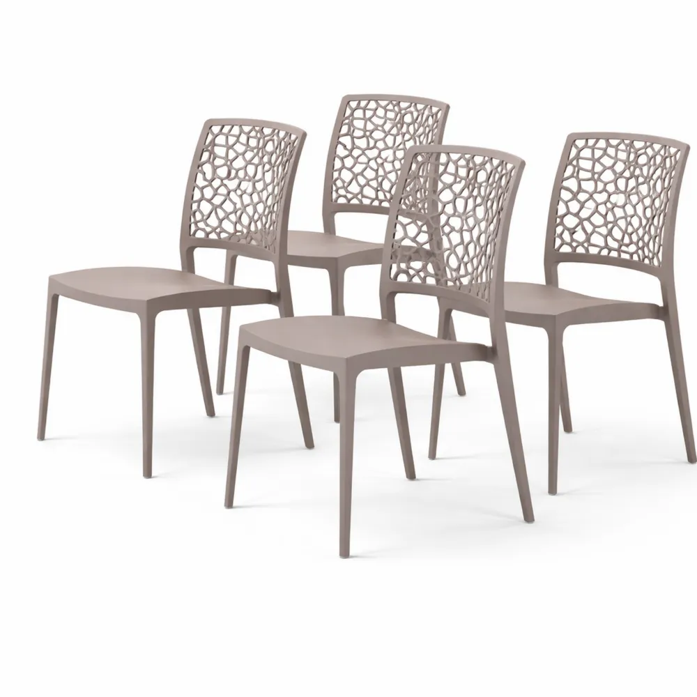 Chaises empilables en polypropylène pour extérieur et intérieur, design moderne et naturel