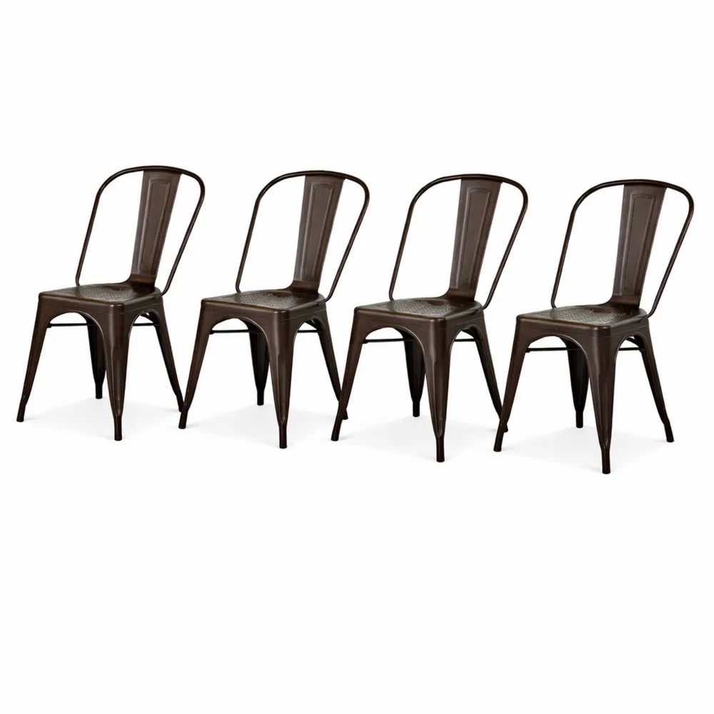Ensemble de 4 chaises empilables en métal style industriel