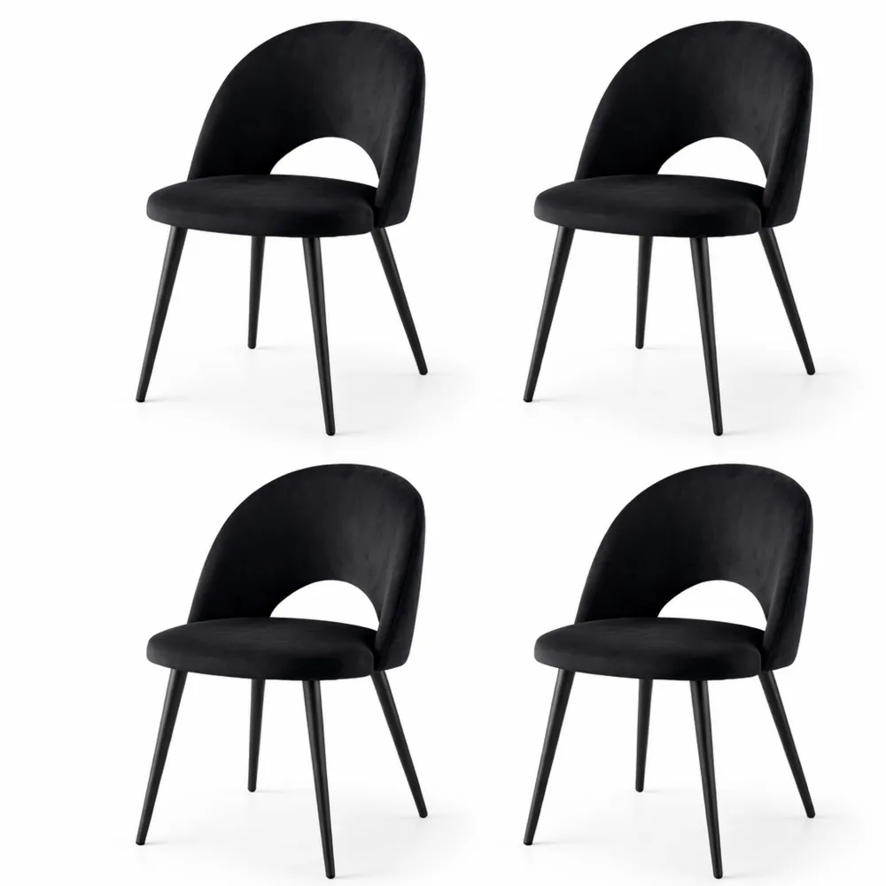 Ensemble de 4 chaises modernes en velours pour salle à manger