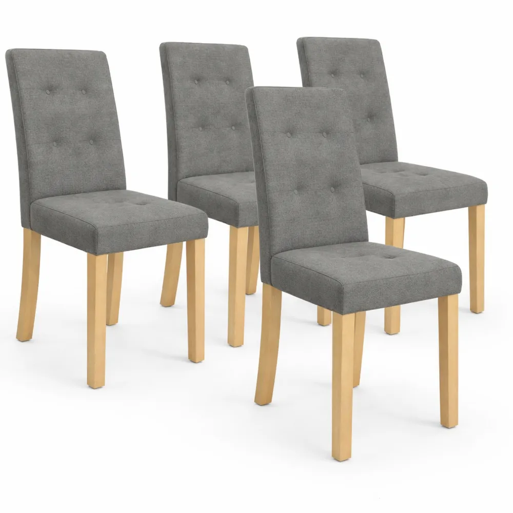 Ensemble de 4 chaises capitonnées grises pour salle à manger
