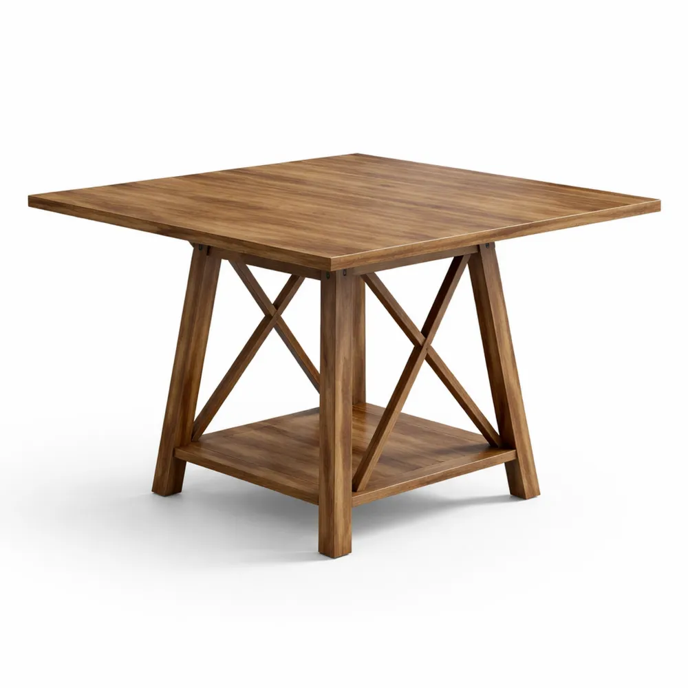 Table à manger carrée pour 4, style campagne avec rangement intégré