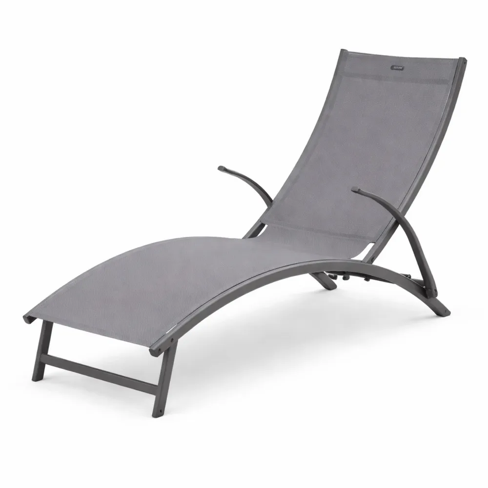 Chaise Longue Inclinable Extérieure 4 Positions, Anti-Rouille Pliable pour Jardin