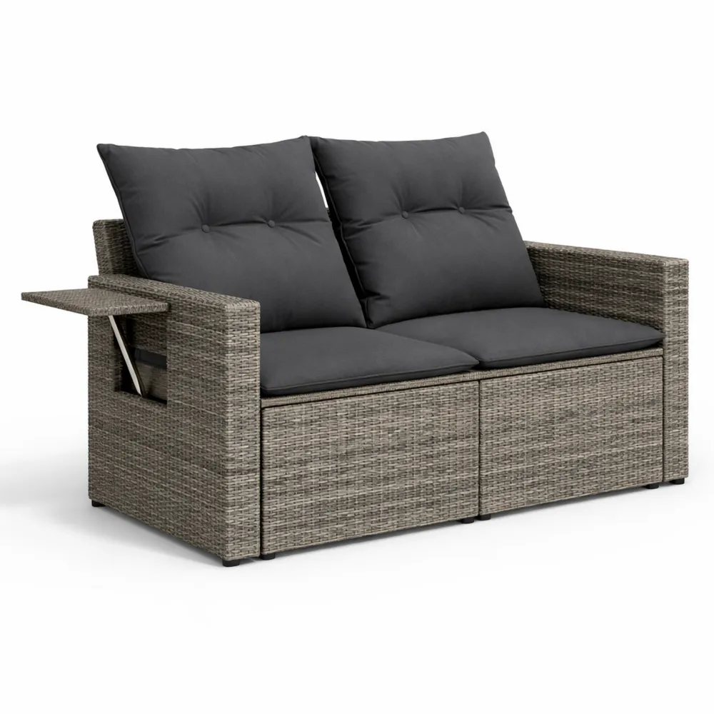 Sofa de Jardin Extérieur 2 Places avec Coussins en Résine Tressée