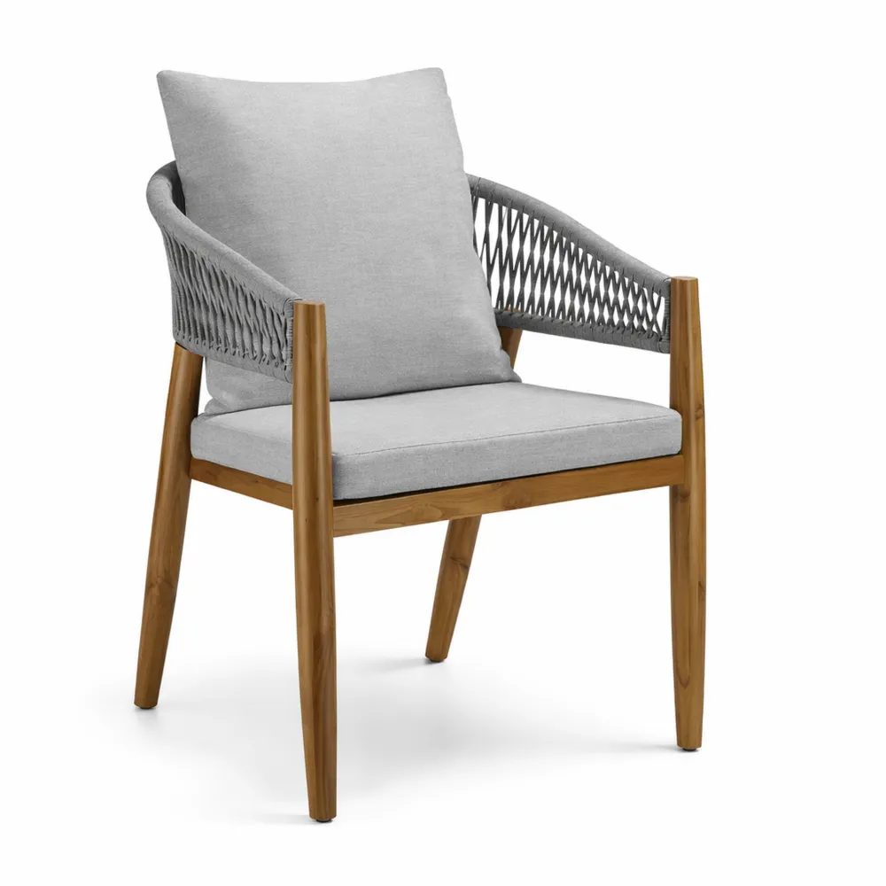 Ensemble de 6 fauteuils de jardin en bois d'acacia résistant aux intempéries