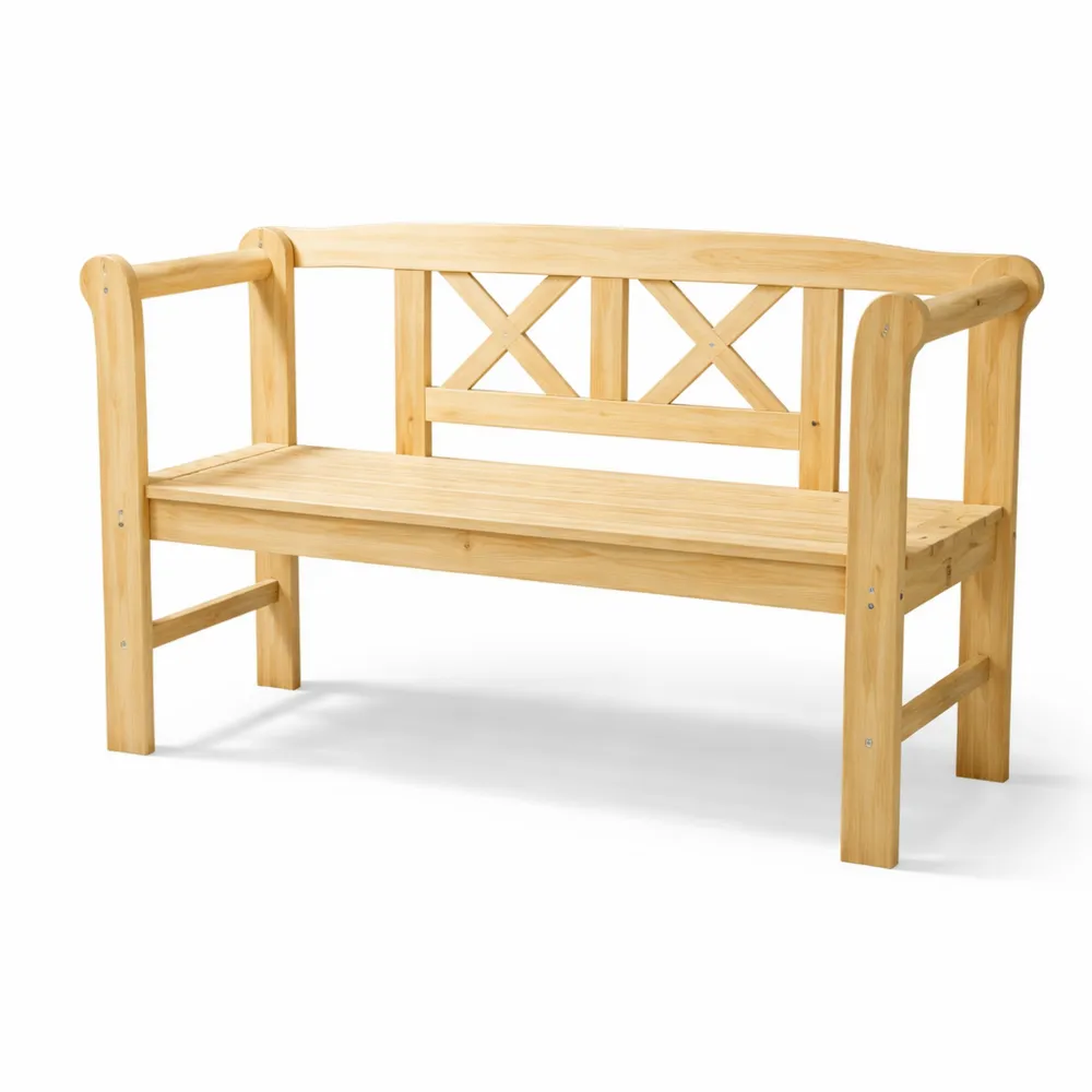 Banc de jardin en bois massif avec dossier résistant aux intempéries