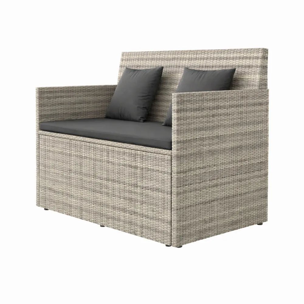 Banc d'extérieur avec coussins confortables, siège de patio et de terrasse, mobilier de jardin moderne, gris clair
