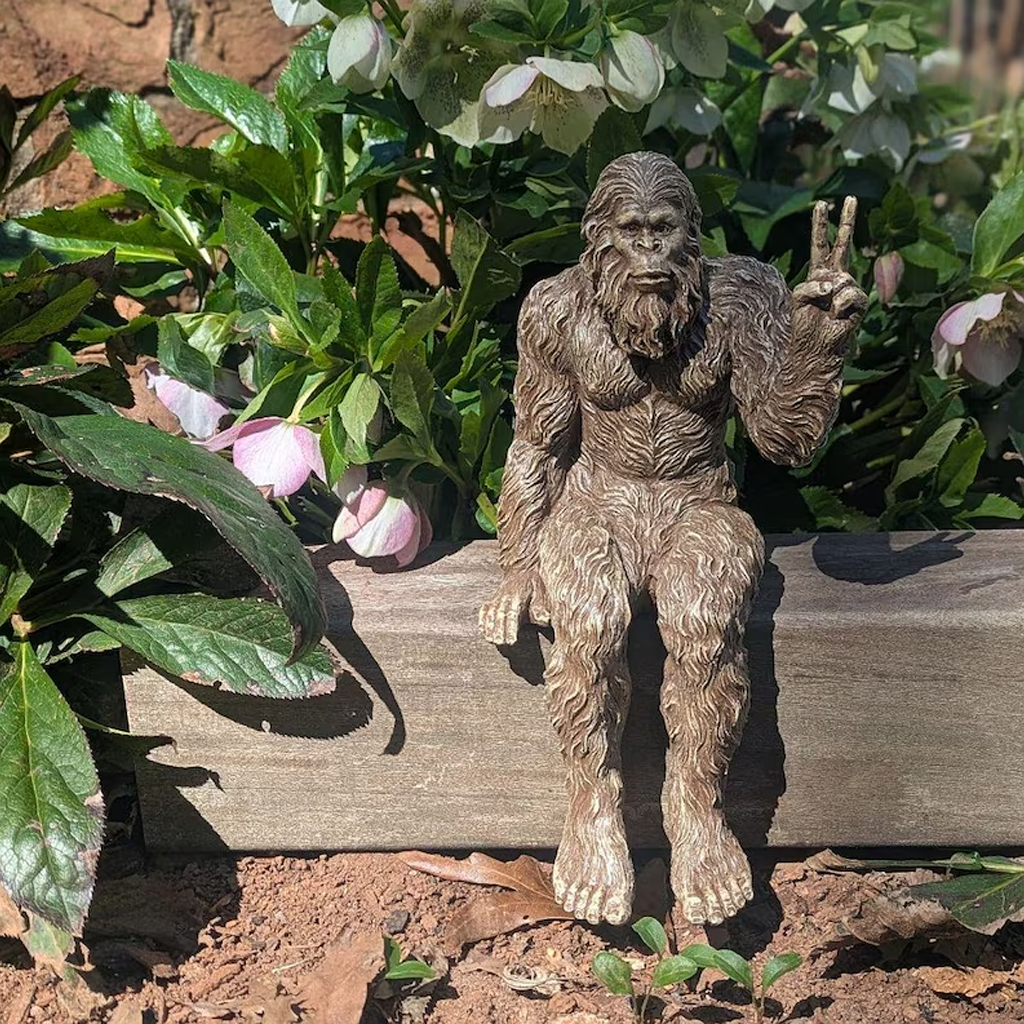 Peace Sign Bigfoot Garden Statue
