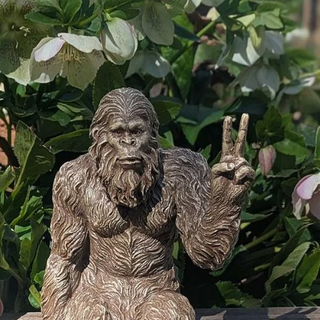 Peace Sign Bigfoot Garden Statue