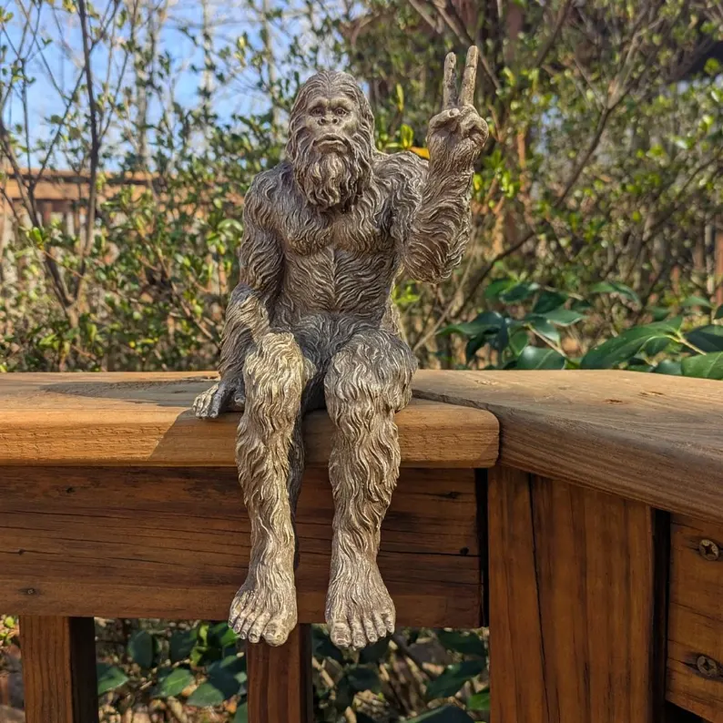 Peace Sign Bigfoot Garden Statue