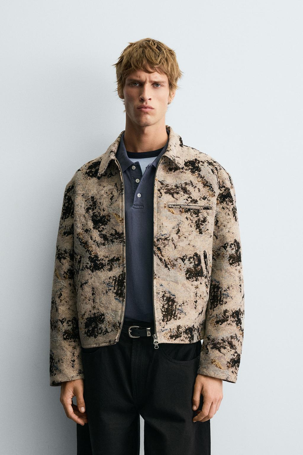 Men's denim jacquard jacket