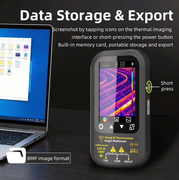 Thermal Imaging Digital Multimeter with Macro Lens and Mount