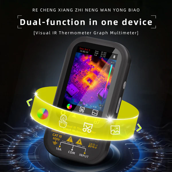 Thermal Imaging Digital Multimeter with Macro Lens and Mount