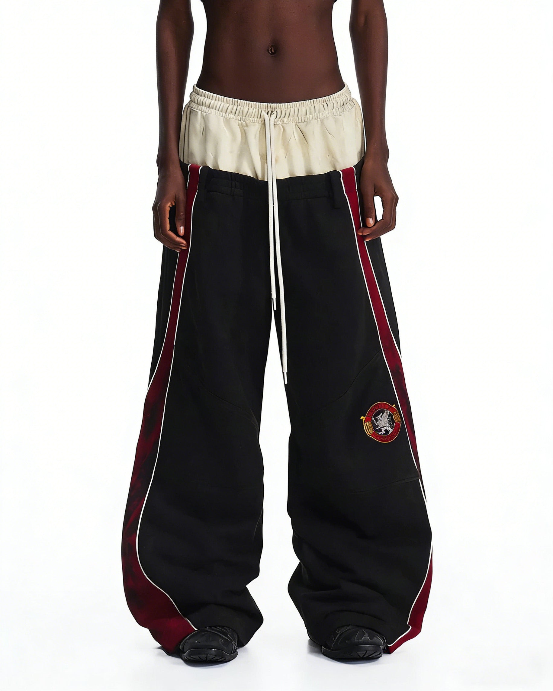 Color-blocked double-belted track pants