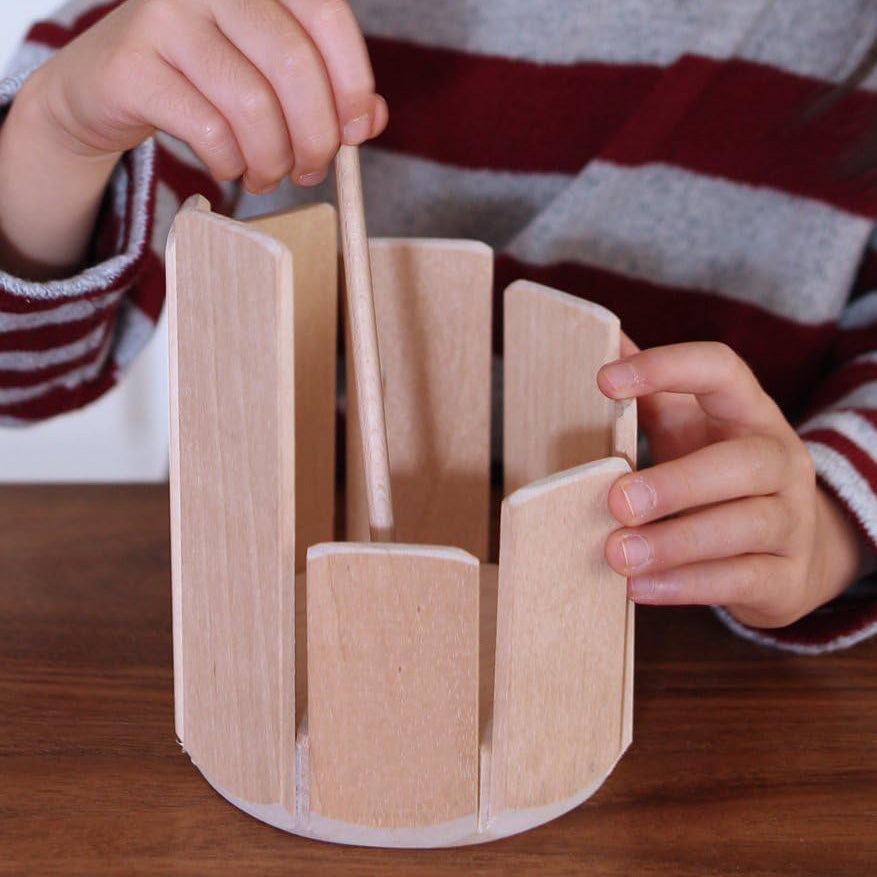 Child’s Wooden Stir Drum – Educational Musical Instrument