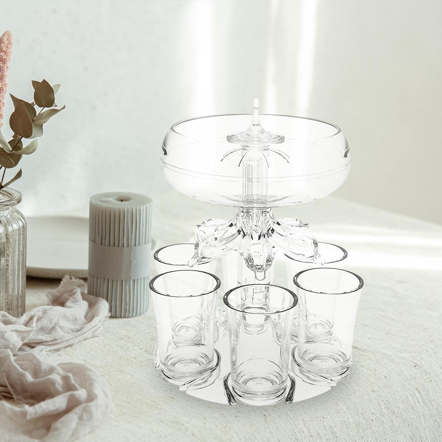 Transparent 6-Glass Dispenser Rack – Acrylic Beverage Dispenser