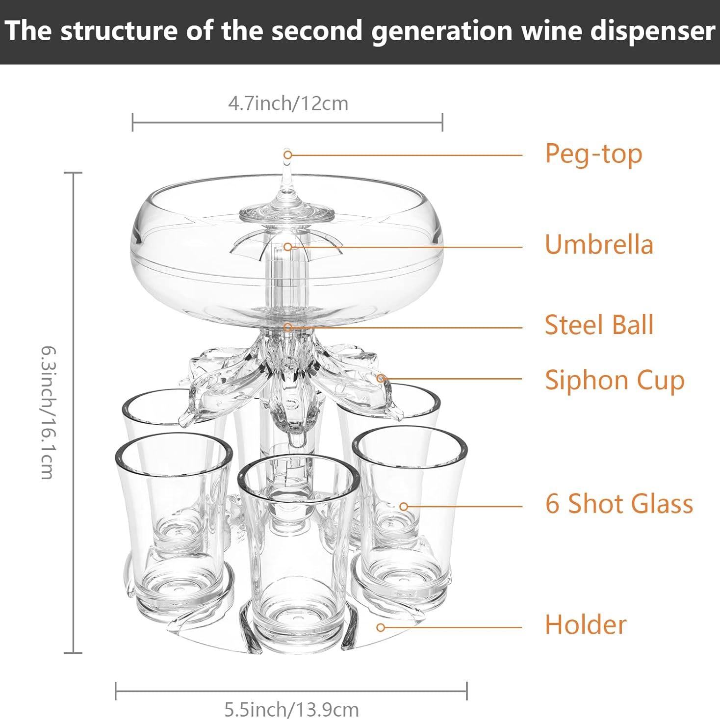 Transparent 6-Glass Dispenser Rack – Acrylic Beverage Dispenser