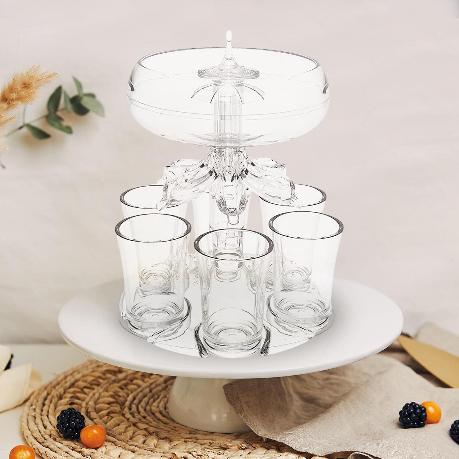 Transparent 6-Glass Dispenser Rack – Acrylic Beverage Dispenser