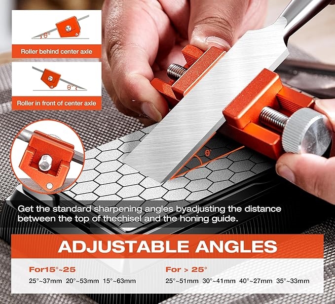 Multi-Angle Honing Guide for Chisel & Planer Blades – 15°–50° Adjustable