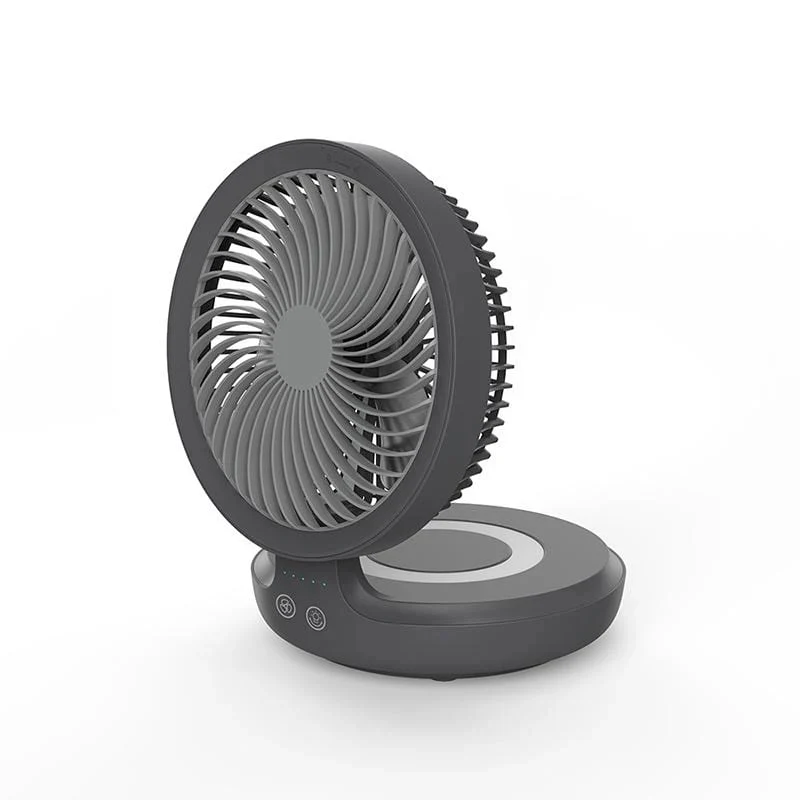 Rechargeable Folding Fan – Oscillating, Quiet, with LED Light & Long Battery Life