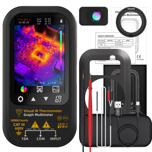 Thermal Imaging Digital Multimeter with Macro Lens and Mount