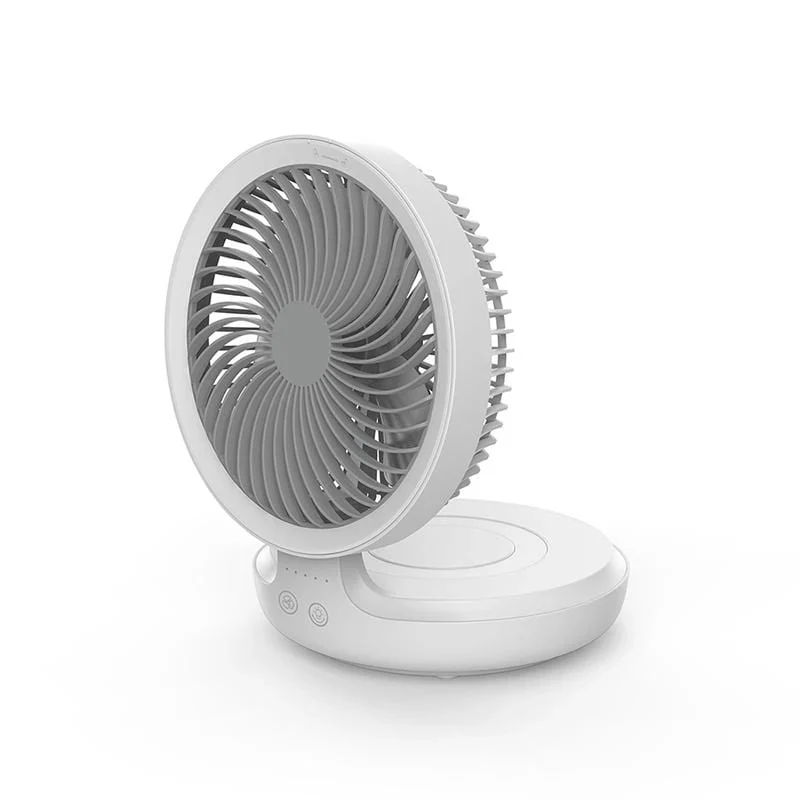 Rechargeable Folding Fan – Oscillating, Quiet, with LED Light & Long Battery Life