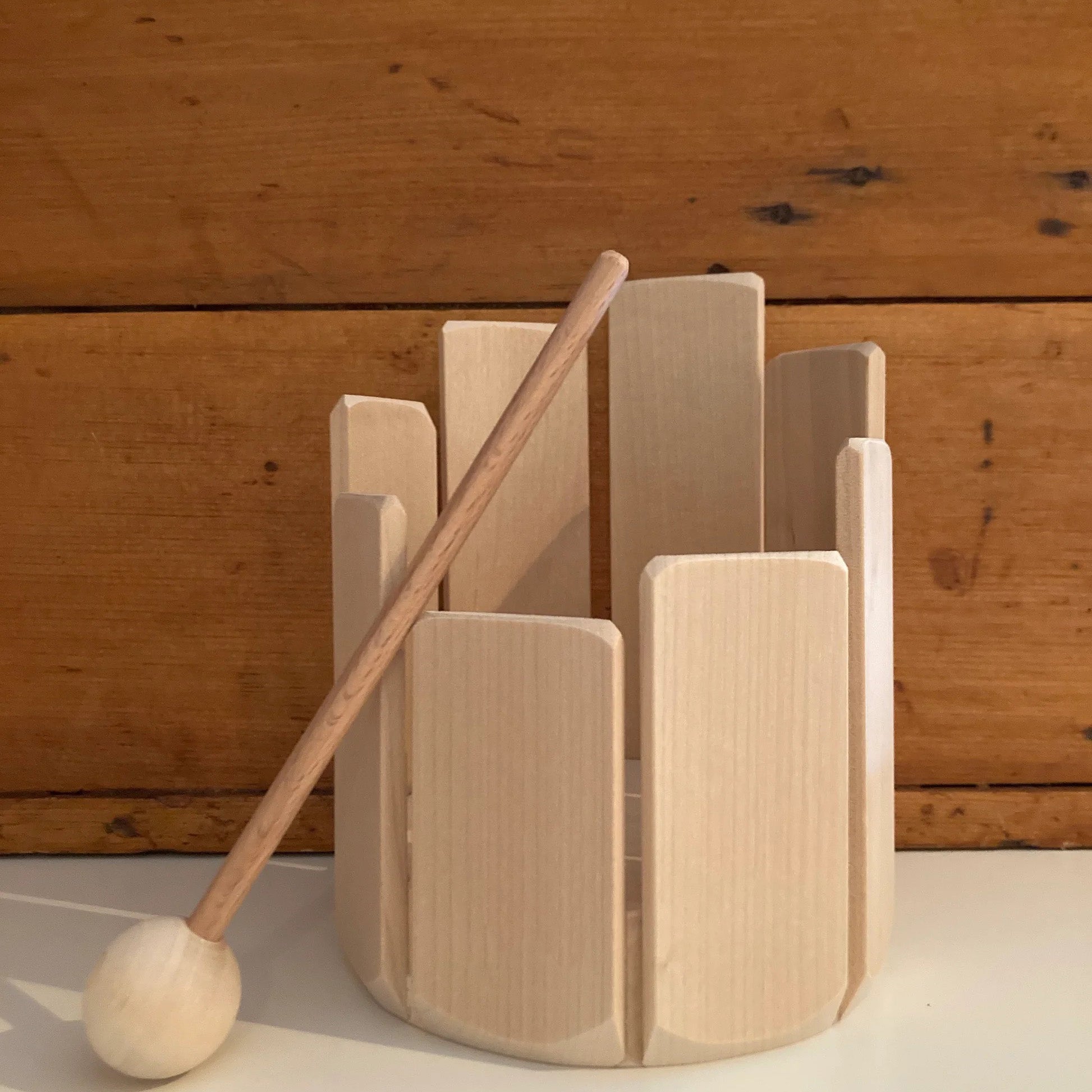 Child’s Wooden Stir Drum – Educational Musical Instrument