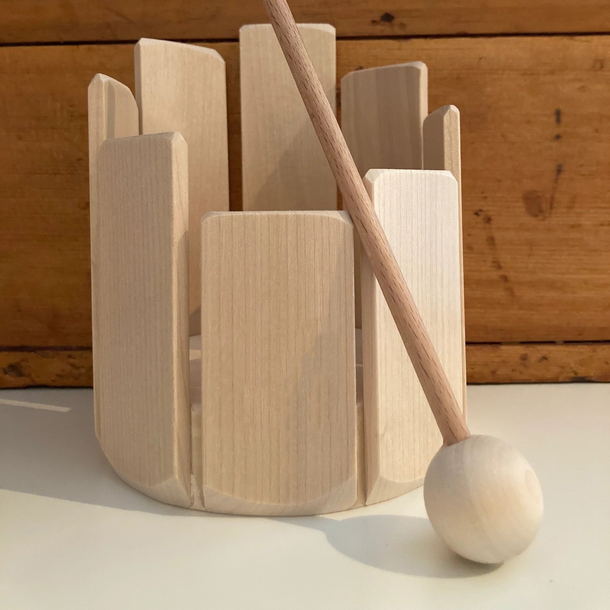 Child’s Wooden Stir Drum – Educational Musical Instrument
