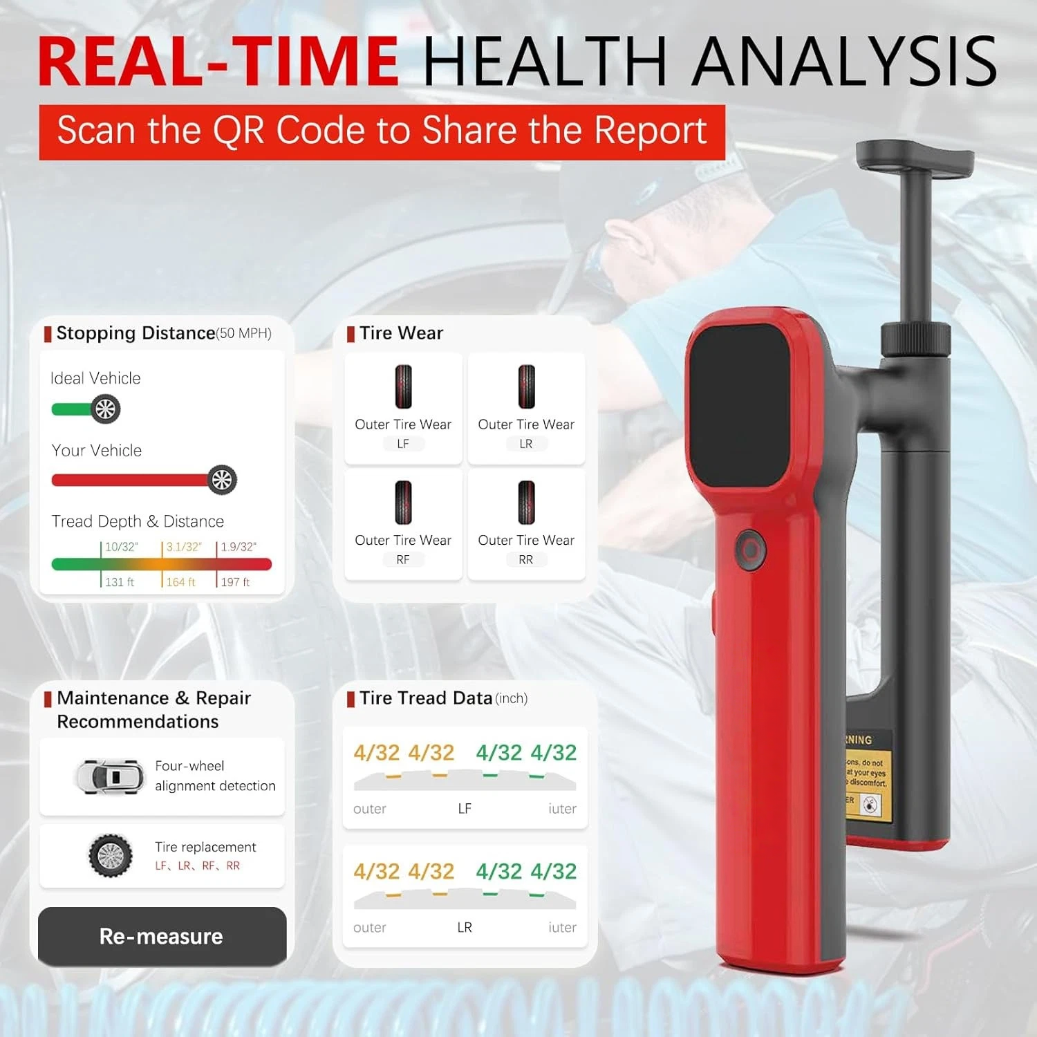 Handheld Laser Tire Tread Depth Gauge