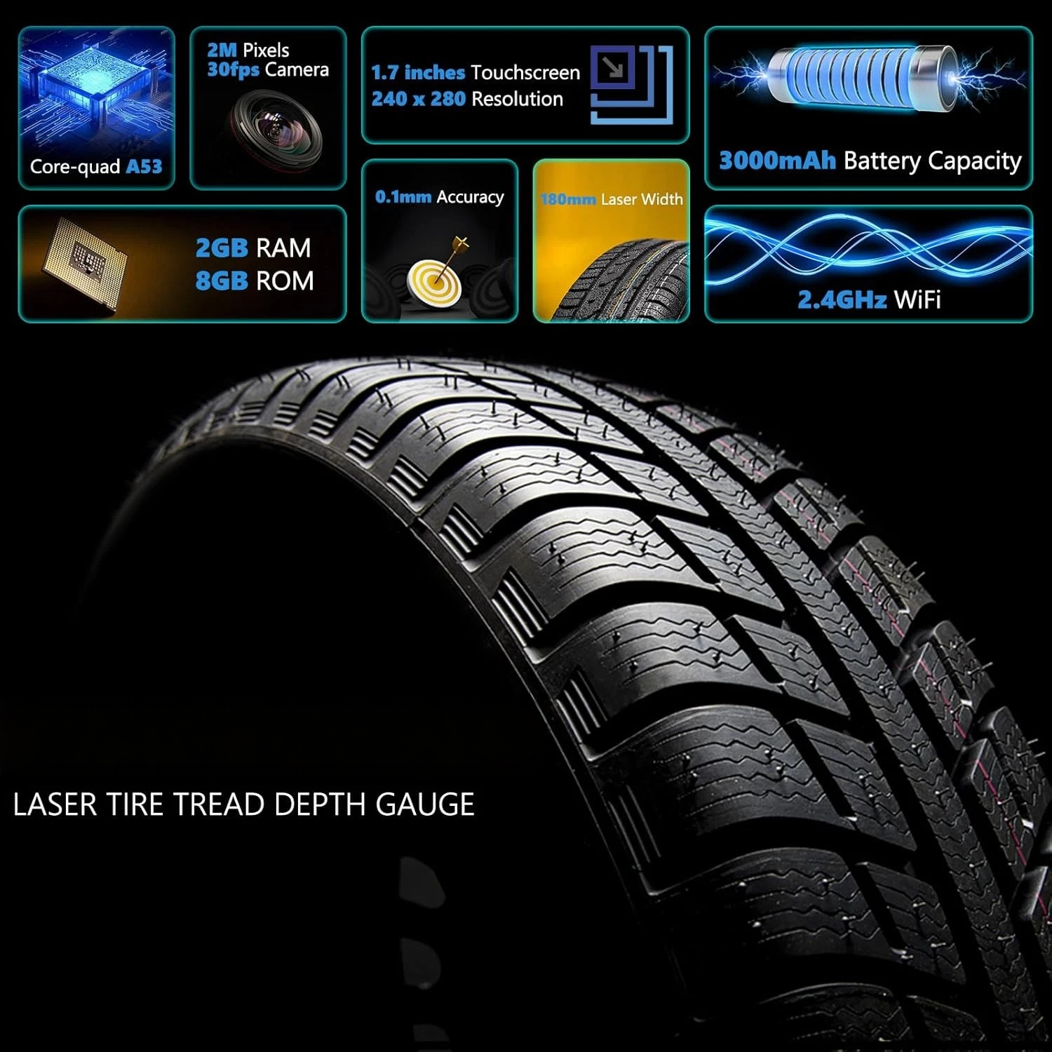 Handheld Laser Tire Tread Depth Gauge