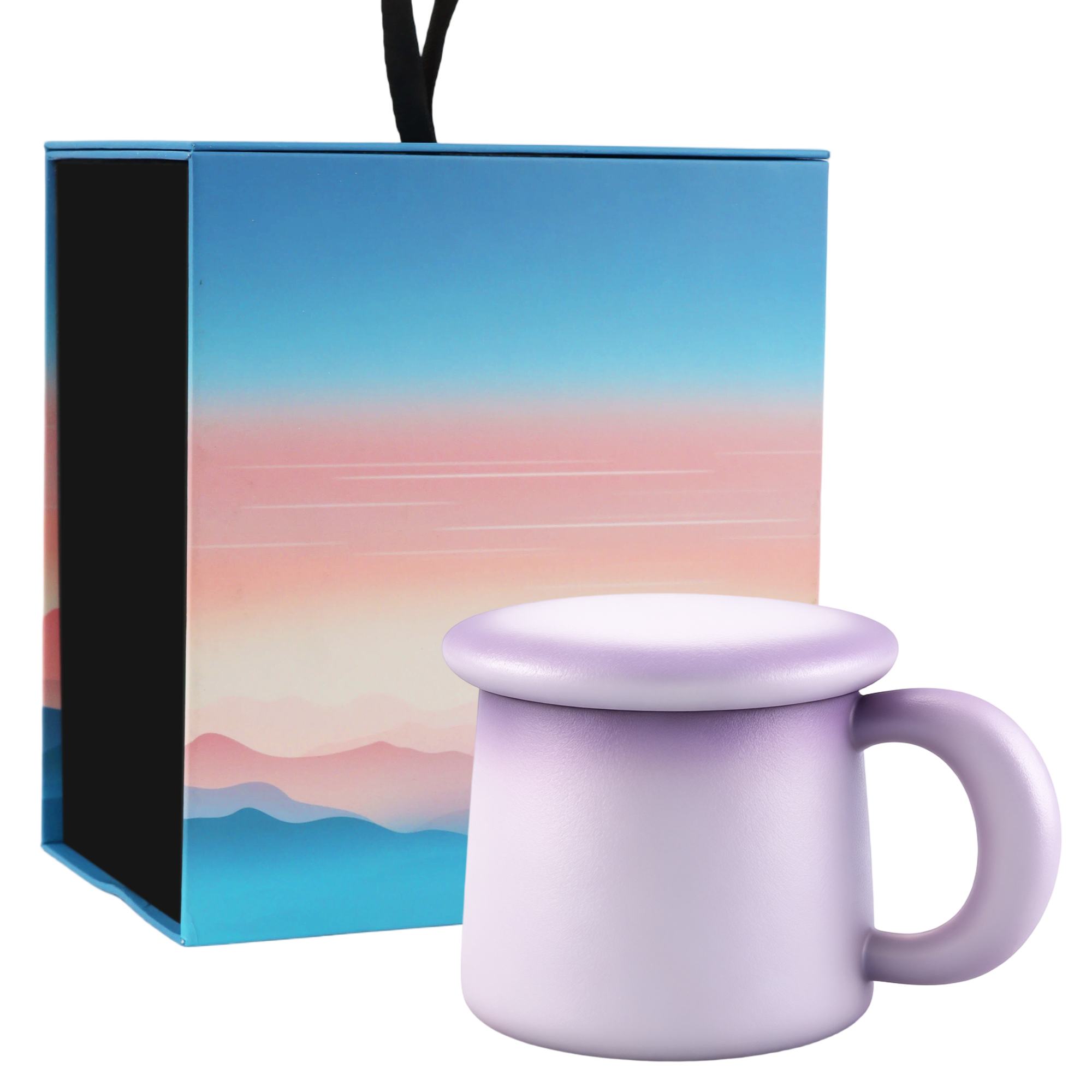 ShanSon 11oz Ceramic Coffee Mug with Lid,Lead-Free & Non-Toxic Tea Cup,1300℃ High-Temp Fired,Microwave Dishwasher Safe,Matte Pink Mug with Gift Box,Mother's Day Home Kitchen Office