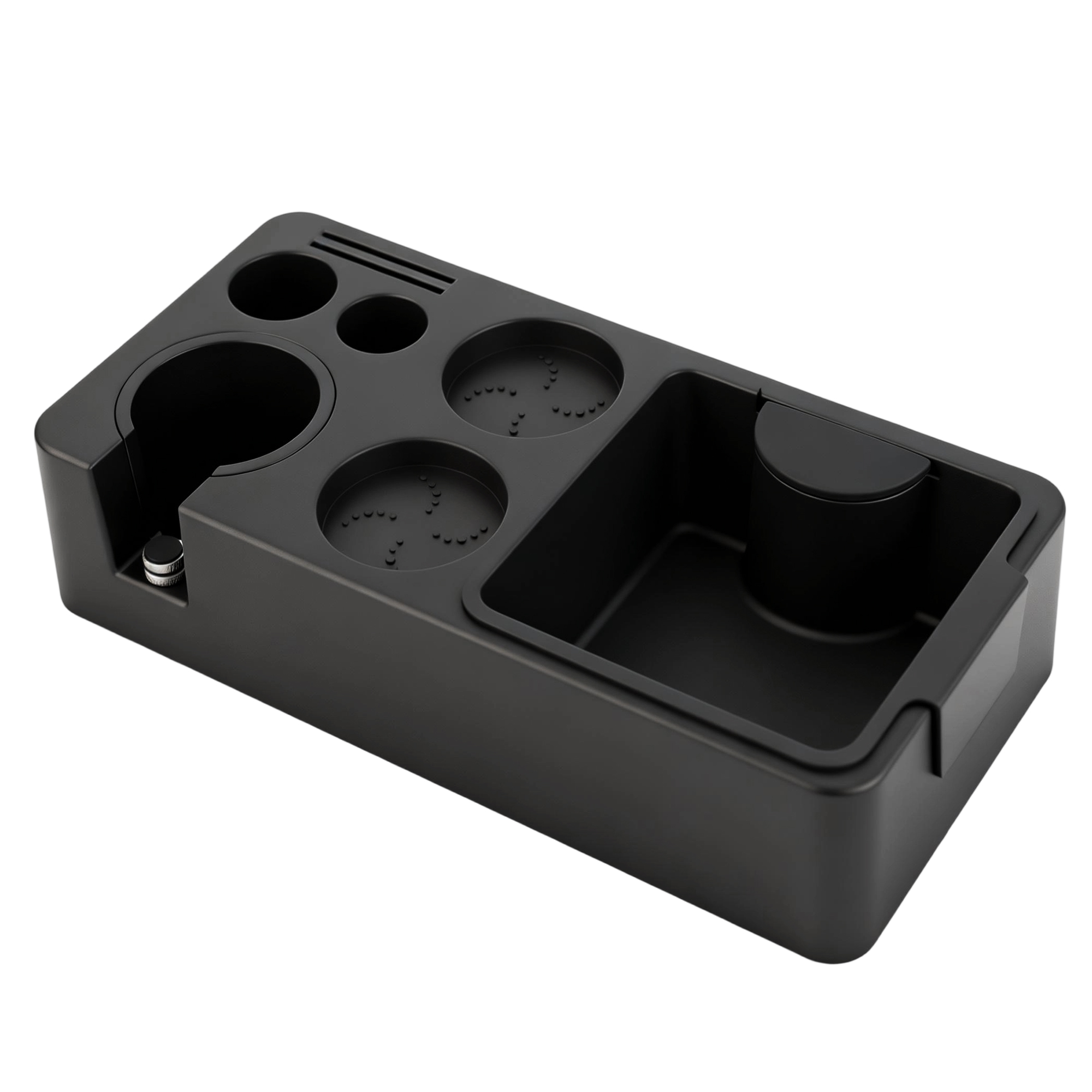 ShanSon Espresso Tamping Station for 51,53,54&58mm Portafilters,Tamper, Distributor, ABS espresso machine accessories with Built-in Detachable Knock Box & Tool Holder Rectangle
