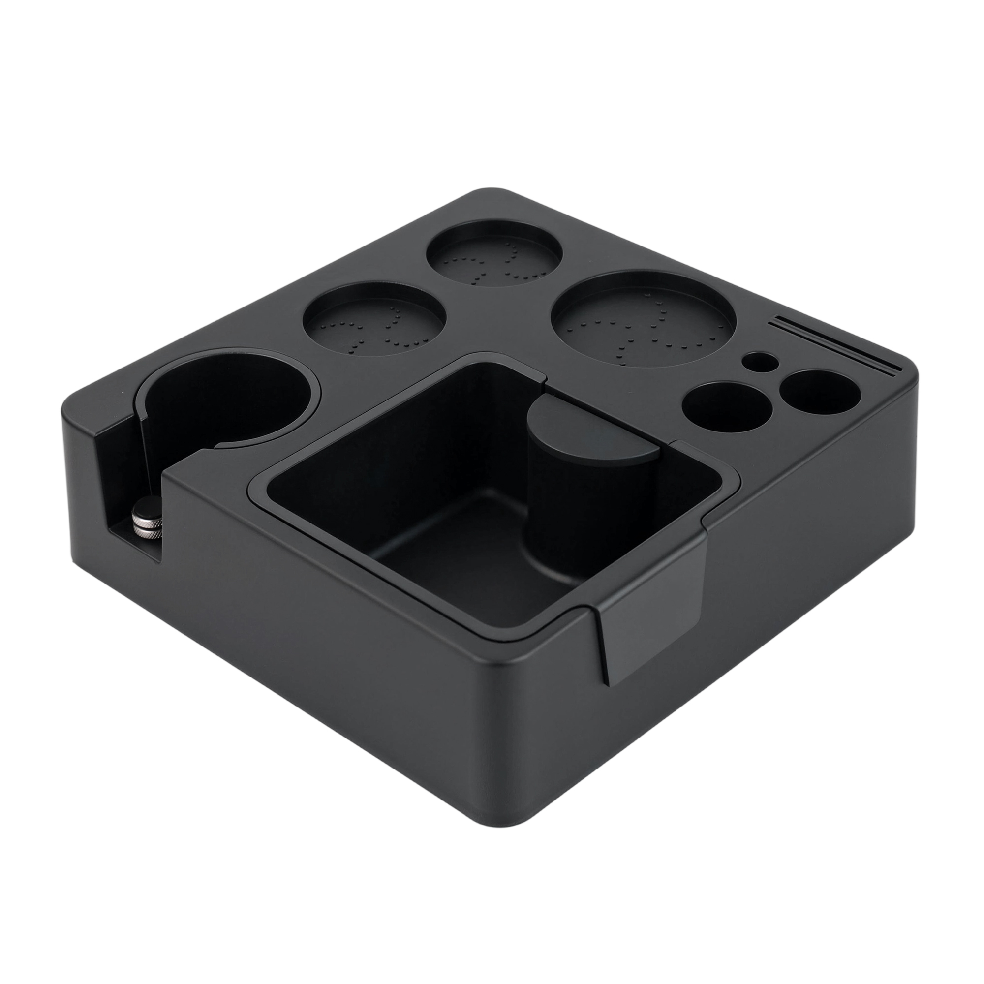 ShanSon Espresso Tamping Station for 51,53,54&58mm Portafilters,Tamper, Distributor, ABS espresso machine accessories with Built-in Detachable Knock Box & Tool Holder Rectangle