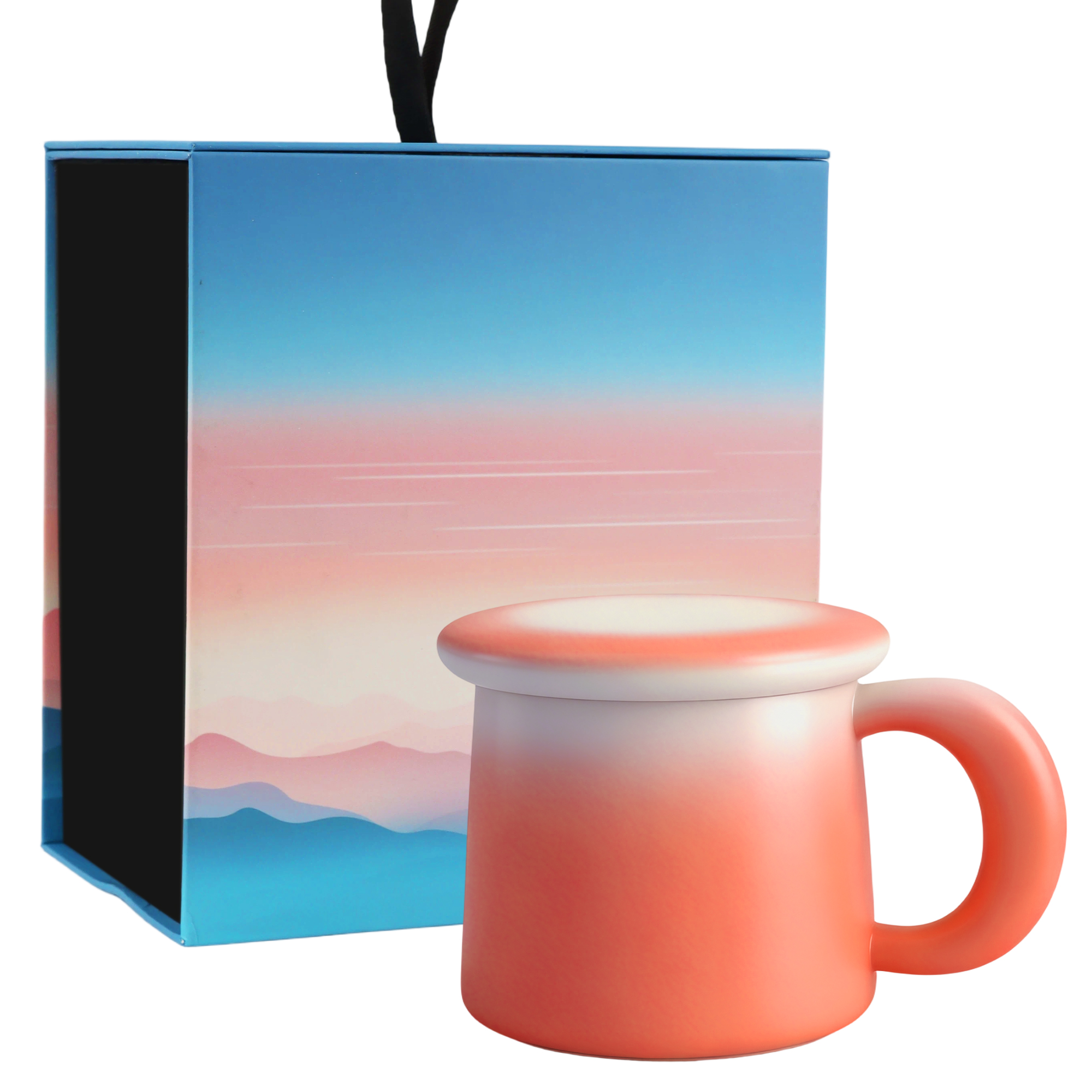ShanSon 11oz Ceramic Coffee Mug with Lid,Lead-Free & Non-Toxic Tea Cup,1300℃ High-Temp Fired,Microwave Dishwasher Safe,Matte Pink Mug with Gift Box,Mother's Day Home Kitchen Office