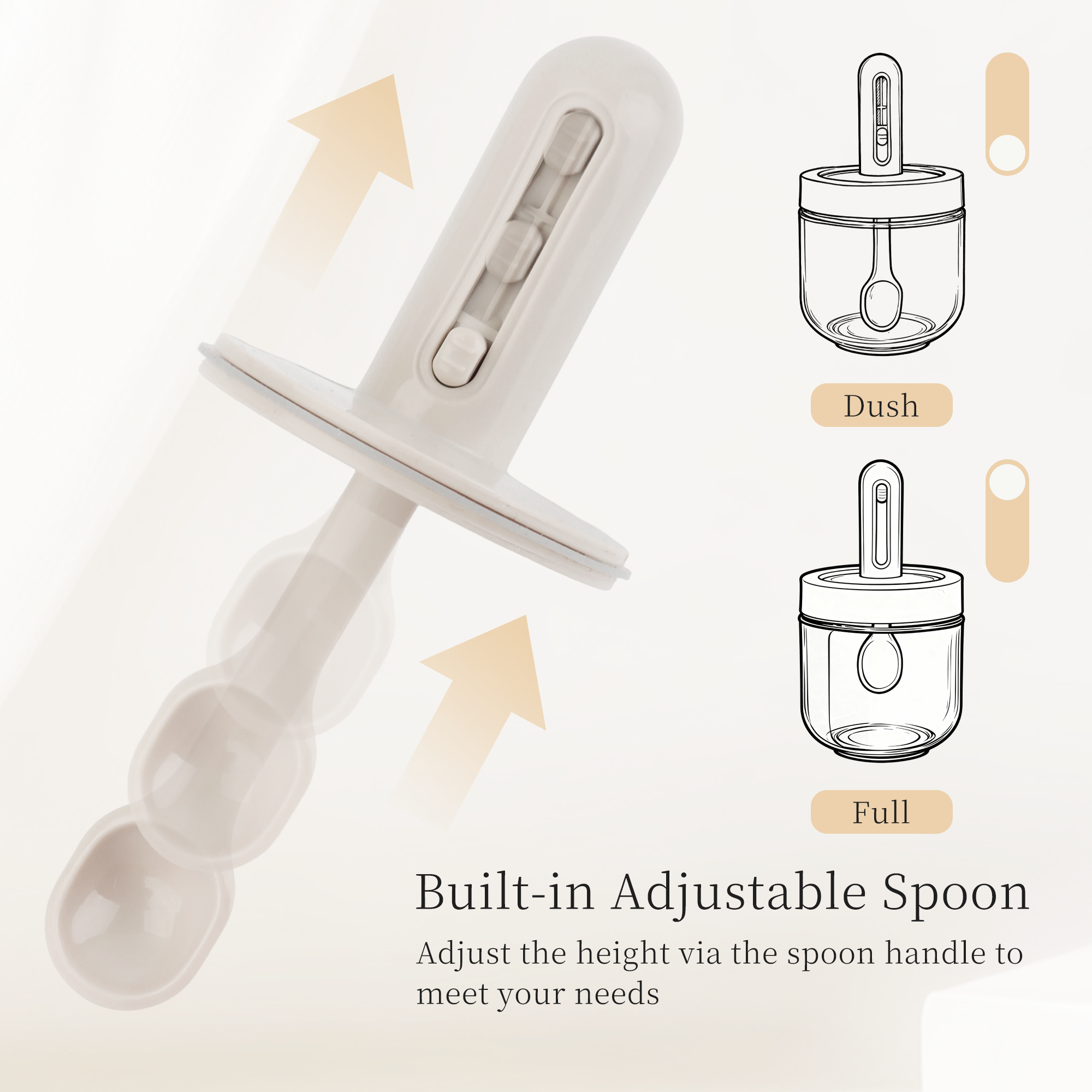 ShanSon 6-Piece Airtight Kitchen Spice Jars 10.16oz/300ml Glass Containers with Built-in Spoon for kitchen pantry