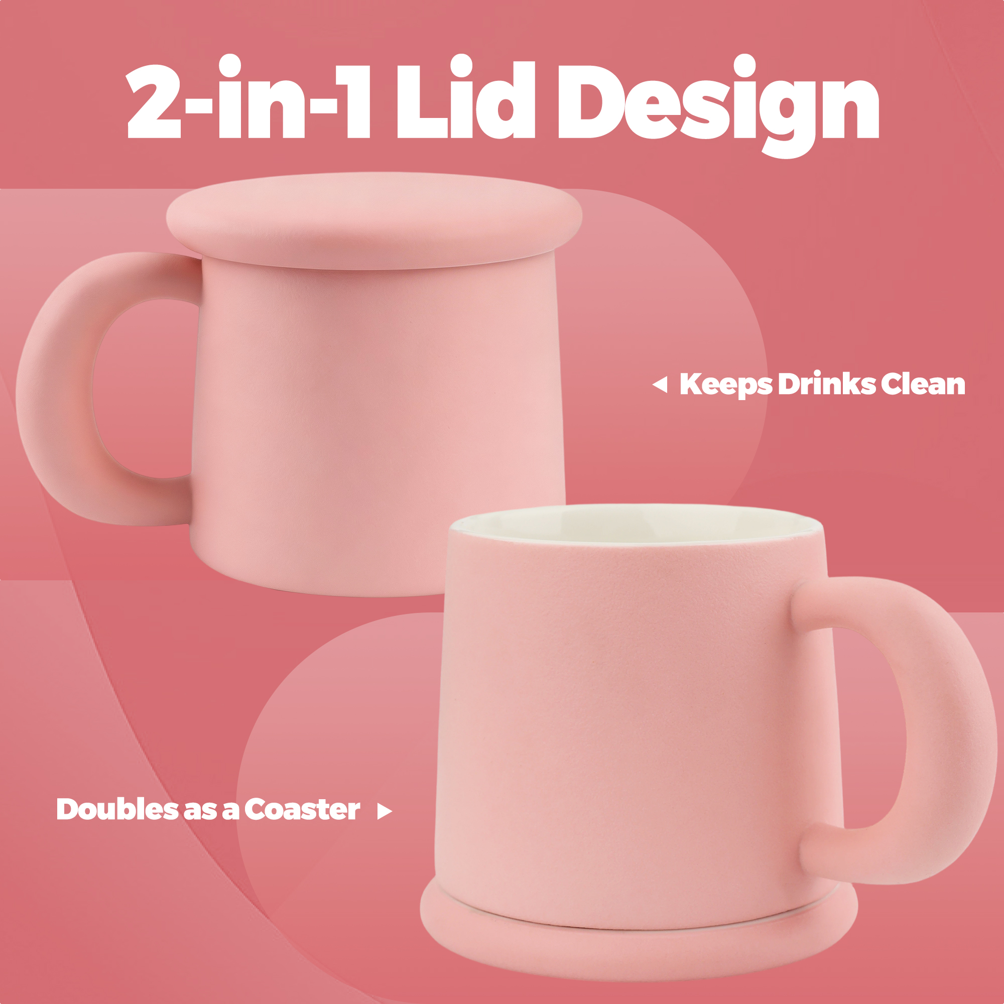 ShanSon 11oz Ceramic Coffee Mug with Lid,Lead-Free & Non-Toxic Tea Cup,1300℃ High-Temp Fired,Microwave Dishwasher Safe,Matte Pink Mug with Gift Box,Mother's Day Home Kitchen Office