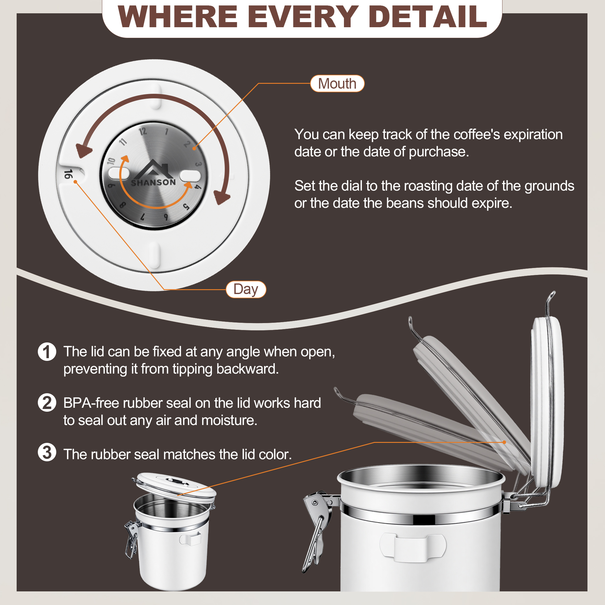 Coffee Canister Airtight Coffee Container Stainless Steel Coffee Bean Storage Container with Scoop Coffee Canister for Beans Grounds Sugar Flour Tea Cereal