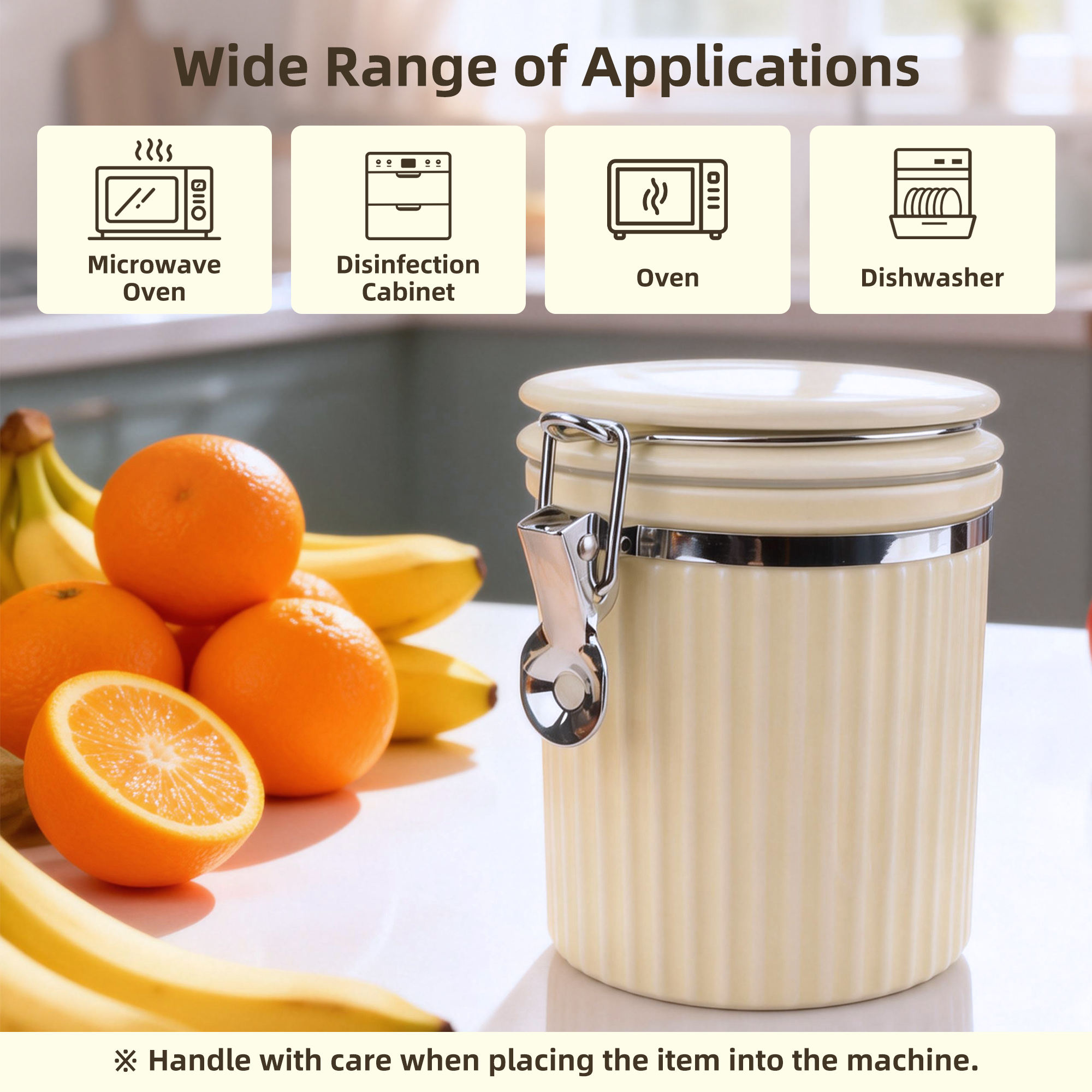 ShanSon Ceramic Kitchen Canisters Porcelain Food Storage Jar with lie 700ml/24 fl.oz Airtight Freshness Oxidation-Resistant for Flour, Sugar, Coffee,Tea, Oatmeal, Biscuits, Pantry & Countertop Organization