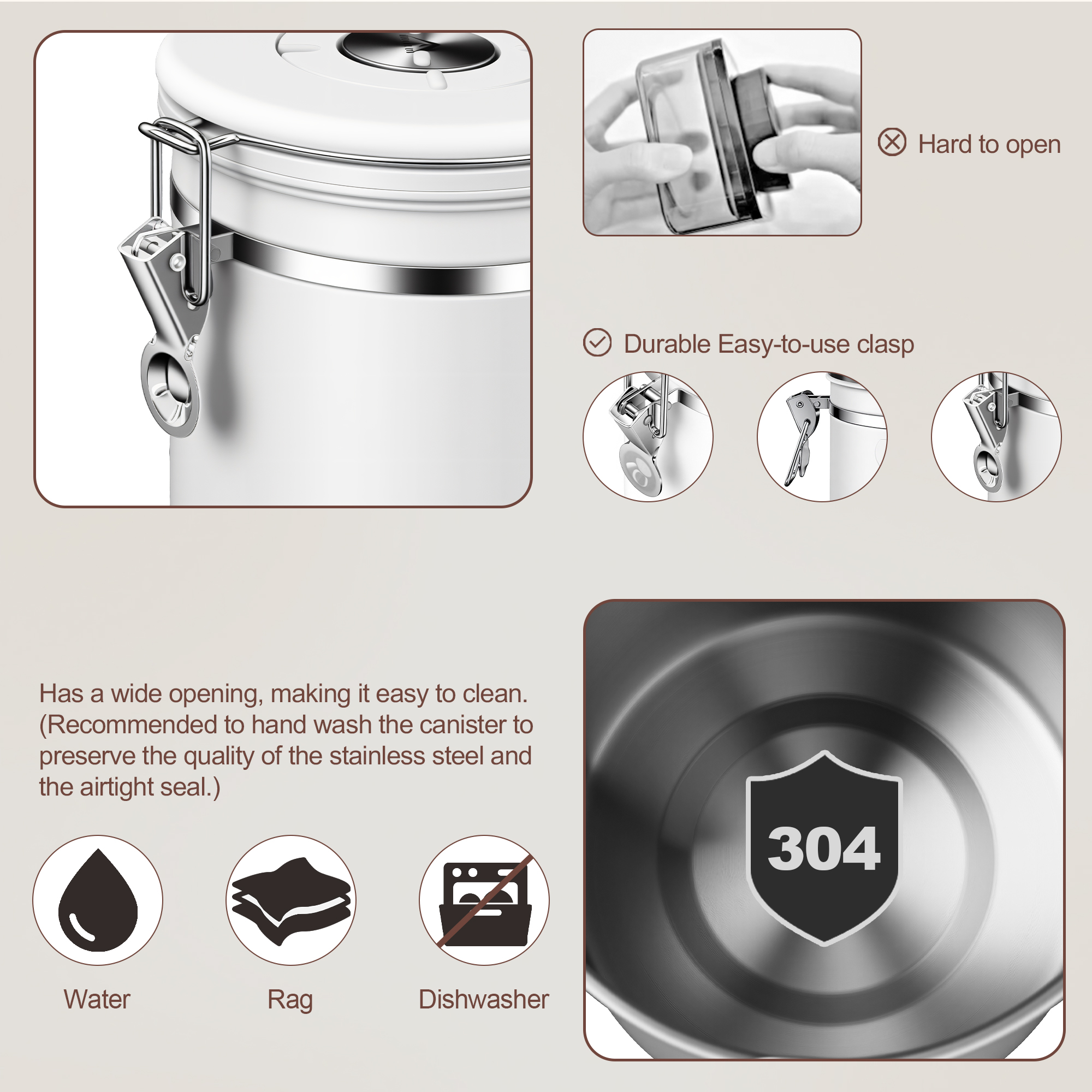 Coffee Canister Airtight Coffee Container Stainless Steel Coffee Bean Storage Container with Scoop Coffee Canister for Beans Grounds Sugar Flour Tea Cereal