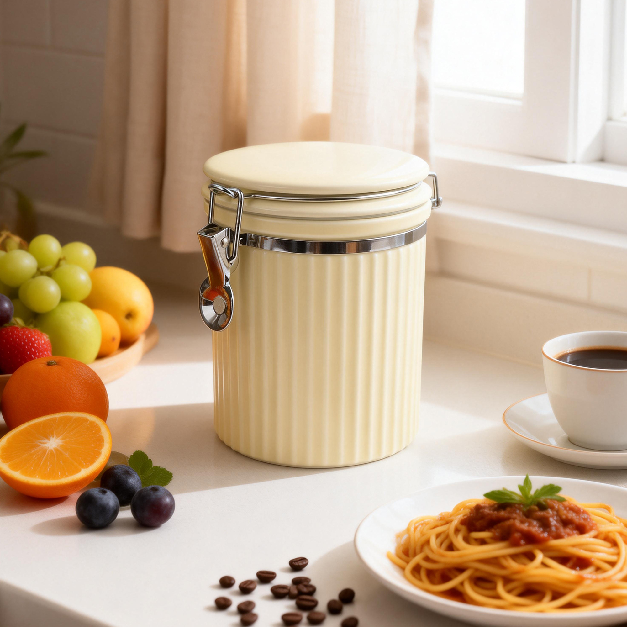 ShanSon Ceramic Kitchen Canisters Porcelain Food Storage Jar with lie 700ml/24 fl.oz Airtight Freshness Oxidation-Resistant for Flour, Sugar, Coffee,Tea, Oatmeal, Biscuits, Pantry & Countertop Organization