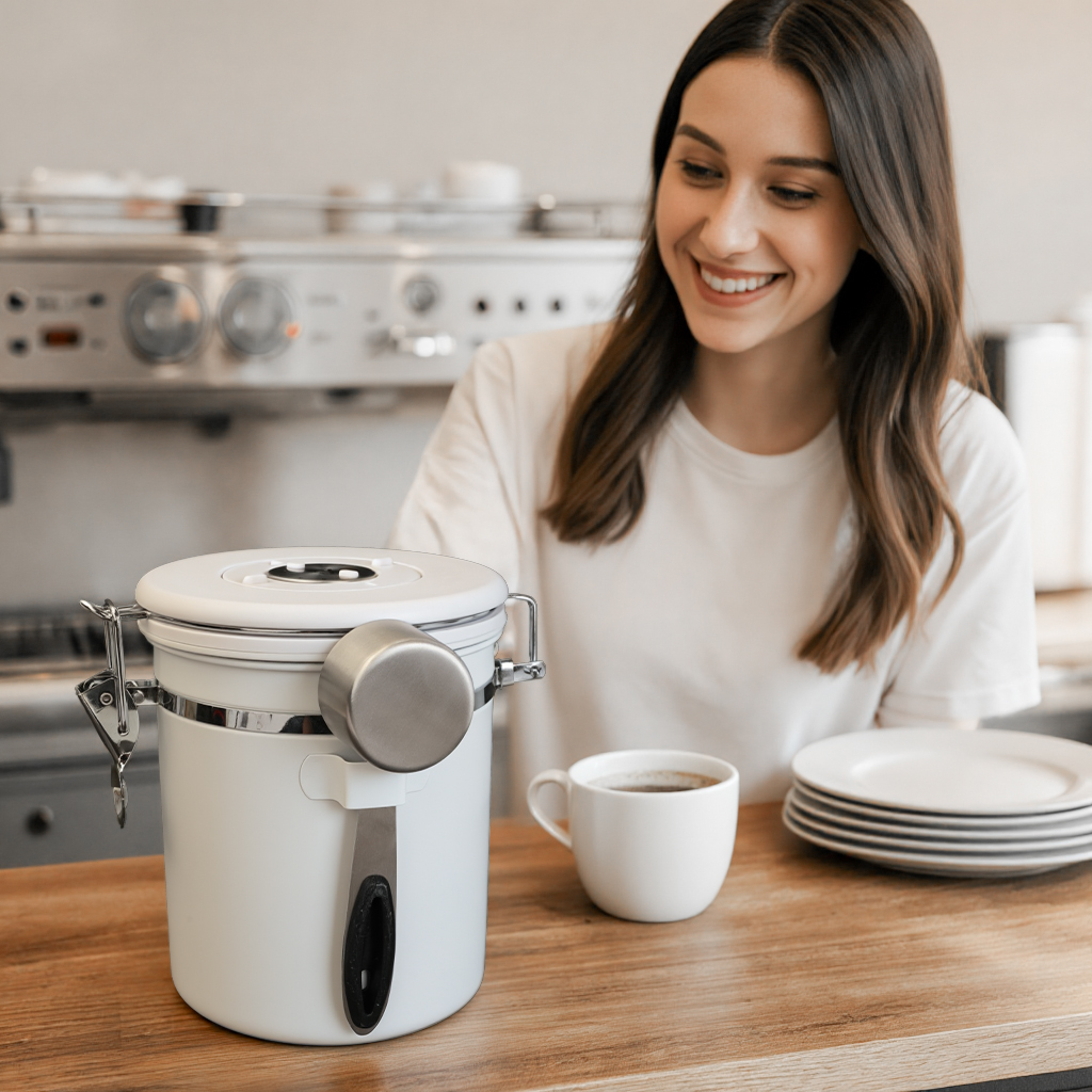 Coffee Canister Airtight Coffee Container Stainless Steel Coffee Bean Storage Container with Scoop Coffee Canister for Beans Grounds Sugar Flour Tea Cereal