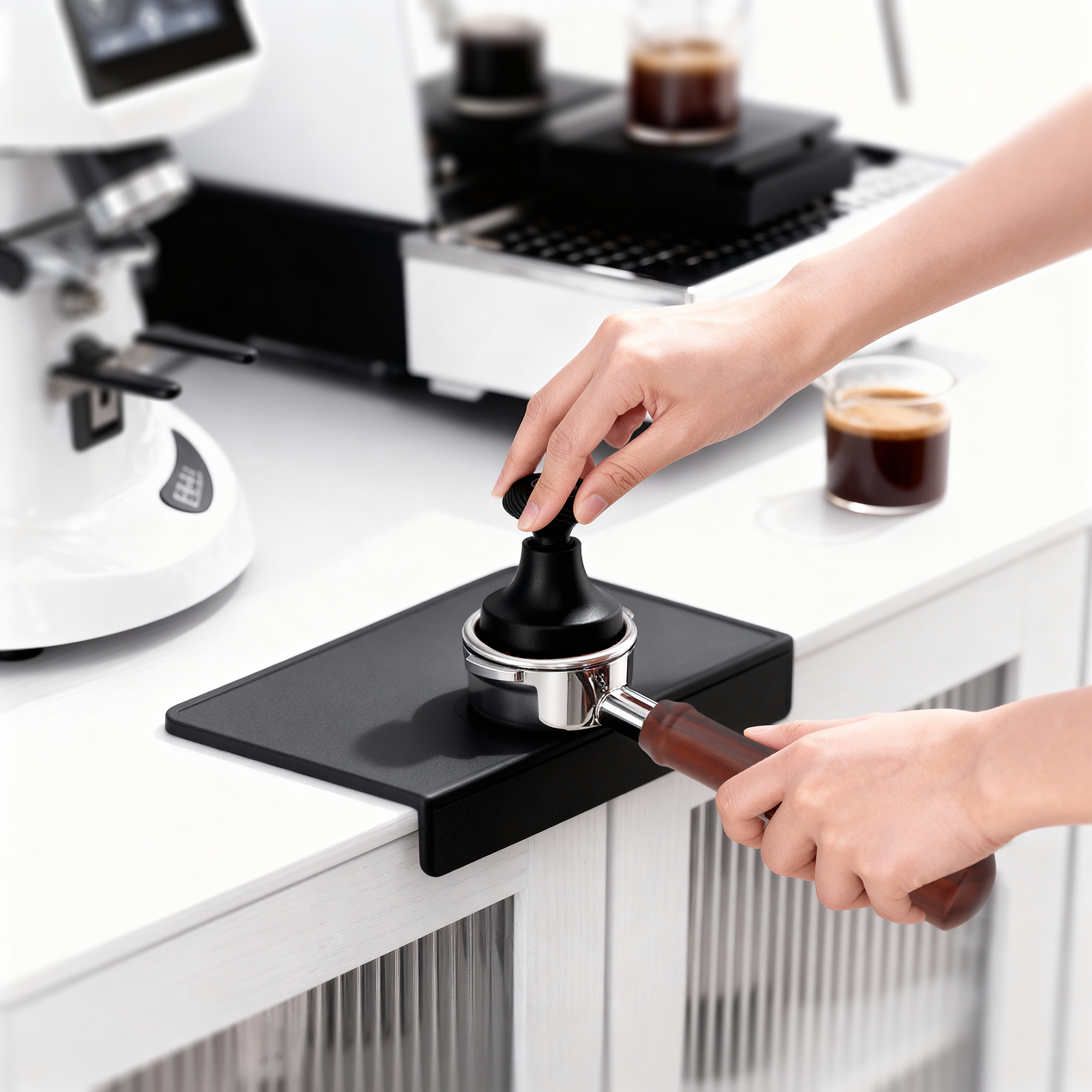 ShanSon Espresso 51mm Bottomless Portafilter with Stainless Steel 3 Ears Filter Basket,Natural Wood Handle，for De'Longhi