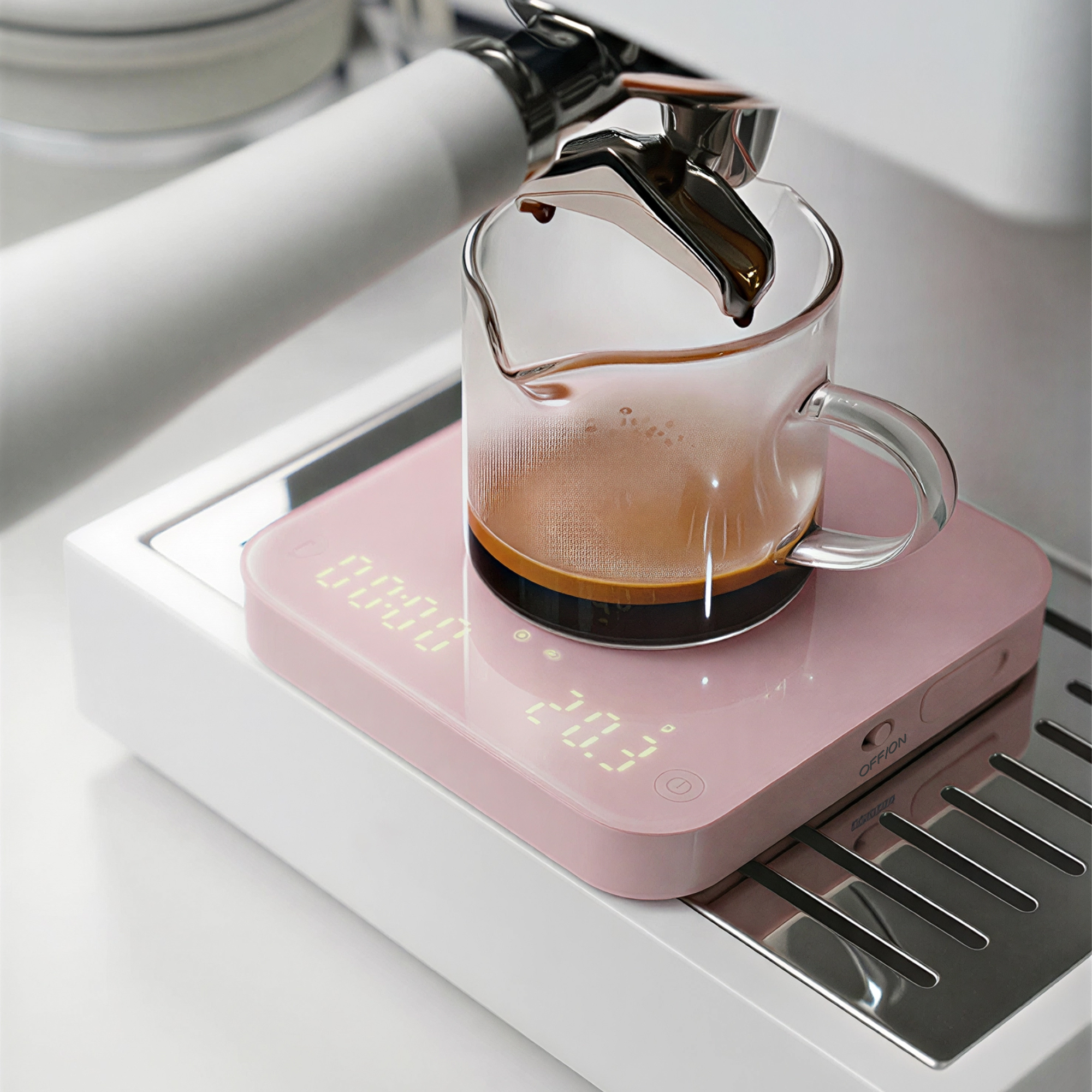 ShanSon Mini Coffee Scale with Timer,0.1g High Precision Espresso Scale,2kg/0.1g Digital Kitchen Scale with Flow Rate,USB-C Rechargeable,Waterproof Surface,Auto Timer for Pour Over & Espresso,Beige