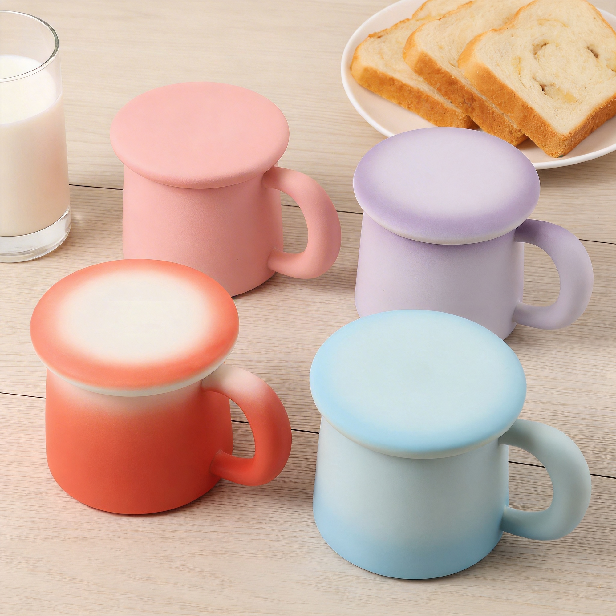 ShanSon 11oz Ceramic Coffee Mug with Lid,Lead-Free & Non-Toxic Tea Cup,1300℃ High-Temp Fired,Microwave Dishwasher Safe,Matte Pink Mug with Gift Box,Mother's Day Home Kitchen Office