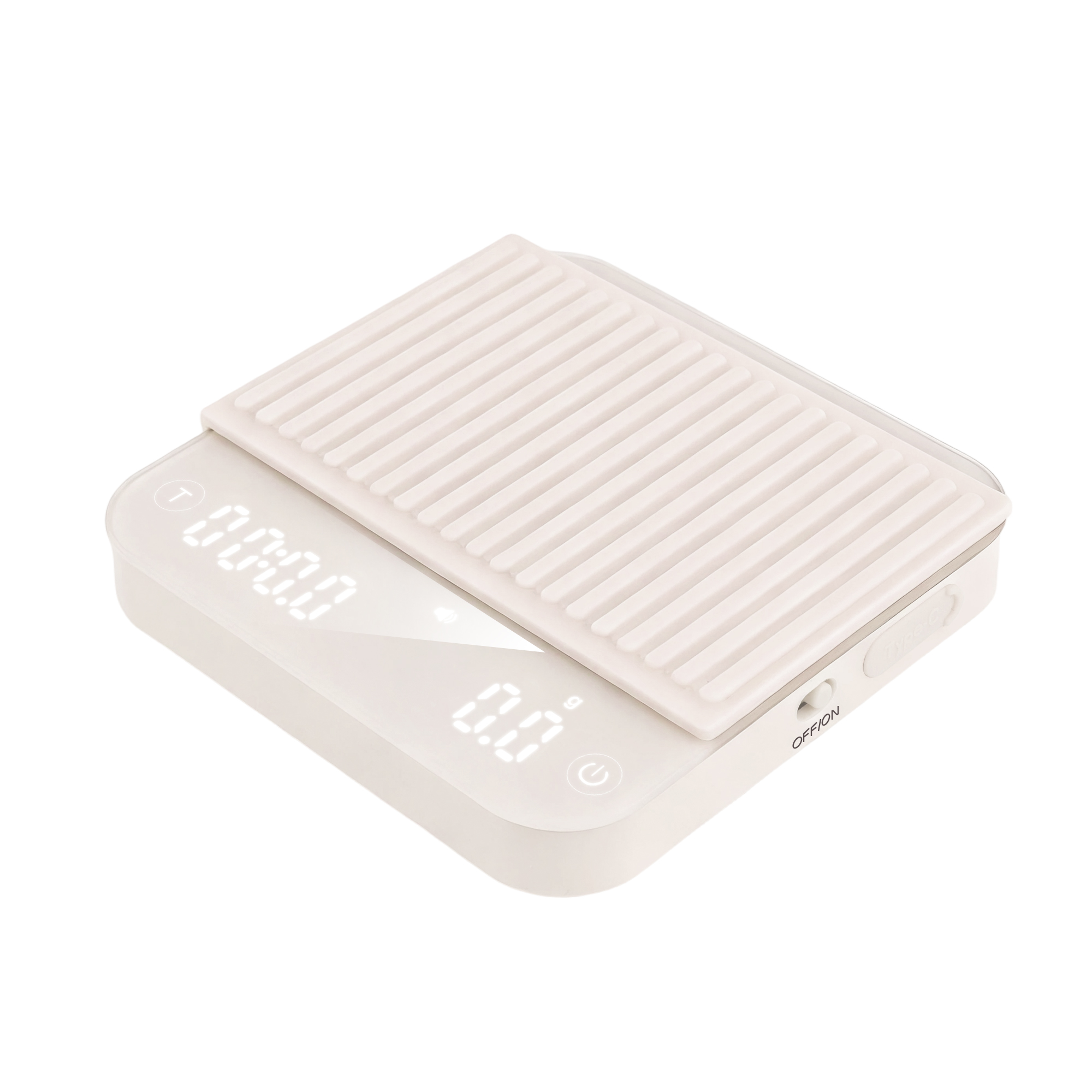 ShanSon Mini Coffee Scale with Timer,0.1g High Precision Espresso Scale,2kg/0.1g Digital Kitchen Scale with Flow Rate,USB-C Rechargeable,Waterproof Surface,Auto Timer for Pour Over & Espresso,Beige