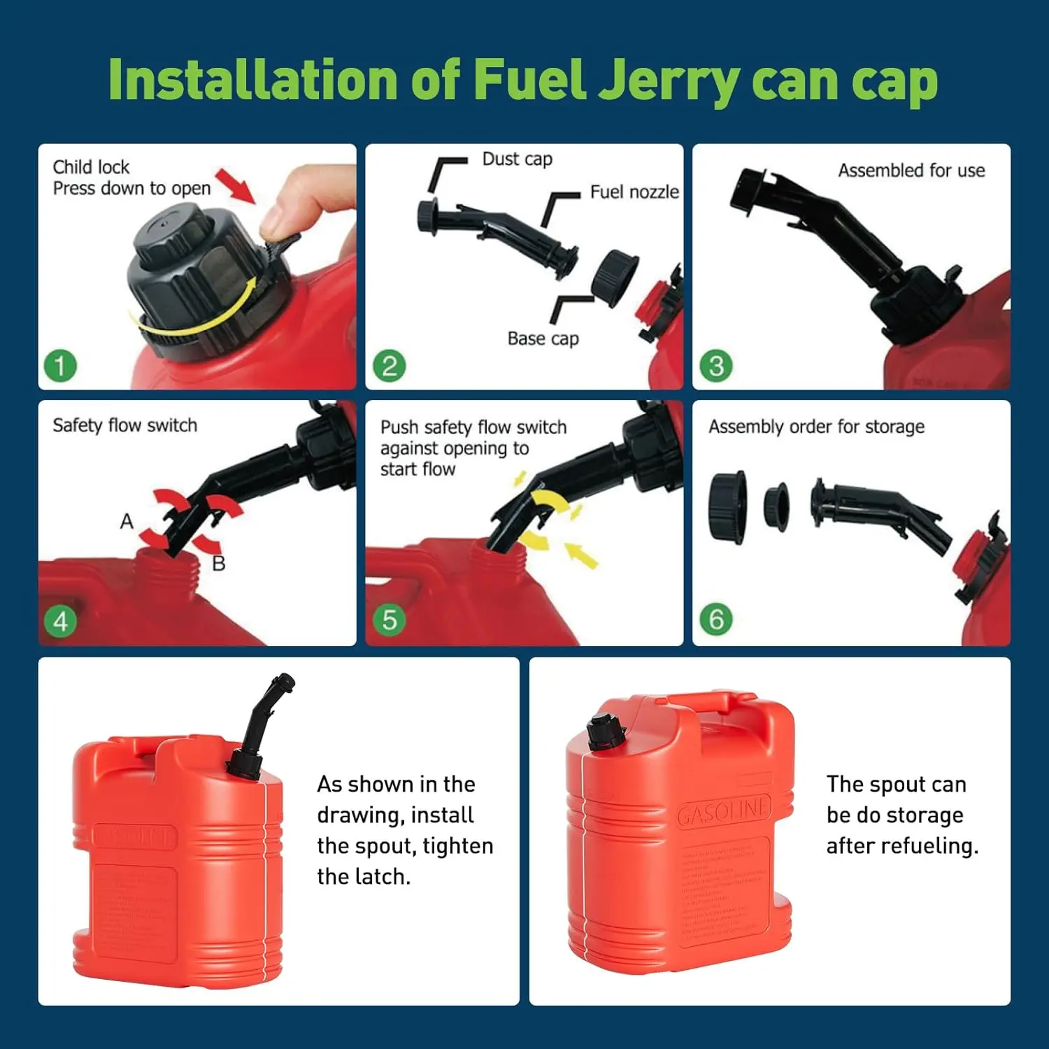 【GARVEE】 15 Gallon Portable Fuel Caddy with LE Pump & 10ft Hose for Gasoline Diesel Storage on Wheels for Cars Lawn Mowers ATVs Boats Red Yellow Gray Options - Convenience