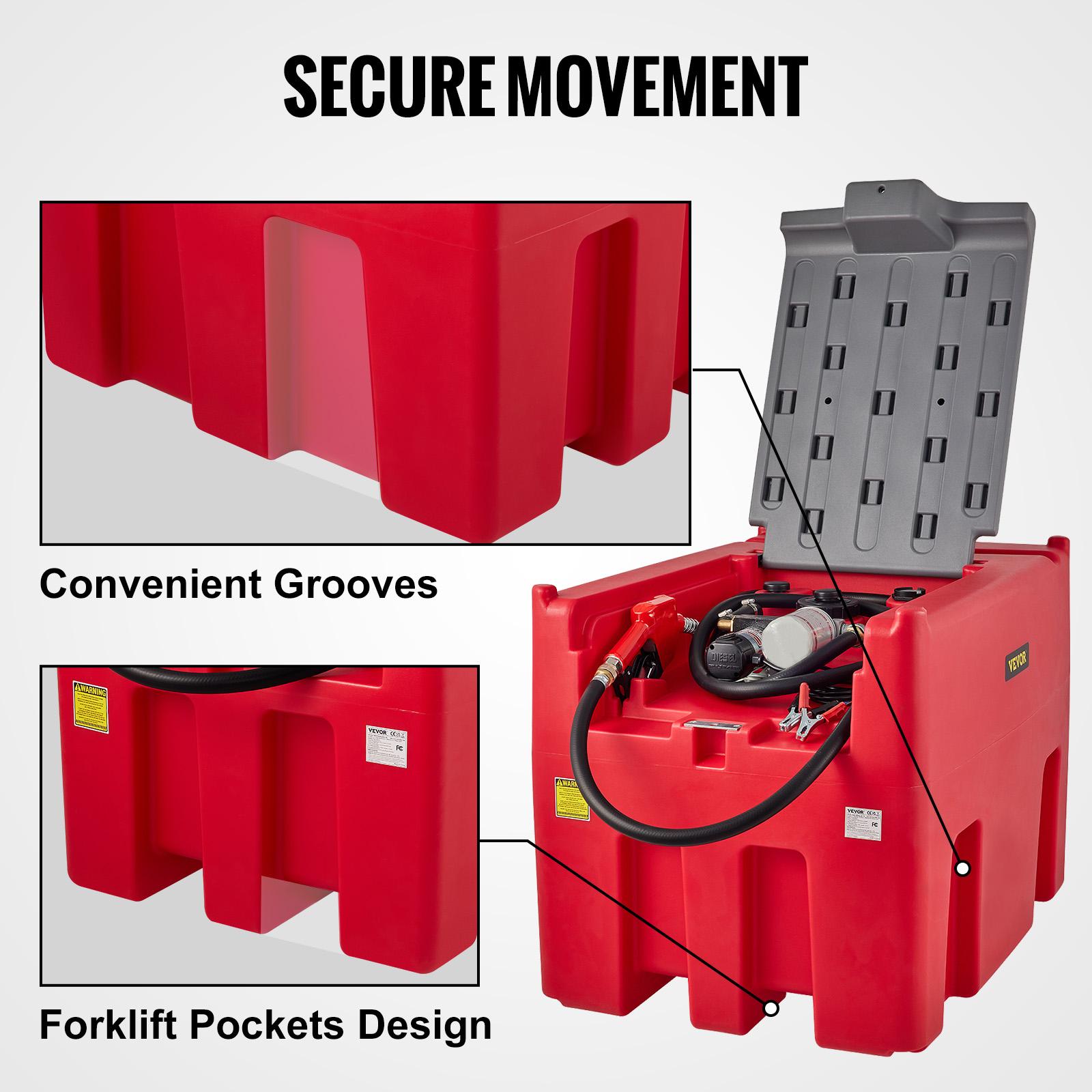 VEVOR Portable Diesel Tank, 116 Gallon Capacity & 10 GPM Flow Rate, Diesel Fuel Tank with 12V Electric Transfer Pump and 13.1ft Rubber Hose, PE Diesel Transfer Tank for Easy Fuel Transportation, Red