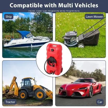 【GARVEE】 15 Gallon Portable Fuel Caddy with LE Pump & 10ft Hose for Gasoline Diesel Storage on Wheels for Cars Lawn Mowers ATVs Boats Red Yellow Gray Options - Convenience