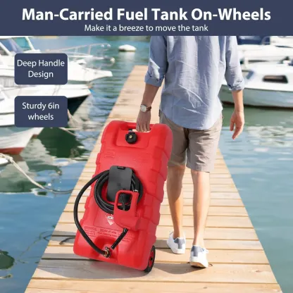 【GARVEE】 15 Gallon Portable Fuel Caddy with LE Pump & 10ft Hose for Gasoline Diesel Storage on Wheels for Cars Lawn Mowers ATVs Boats Red Yellow Gray Options - Convenience