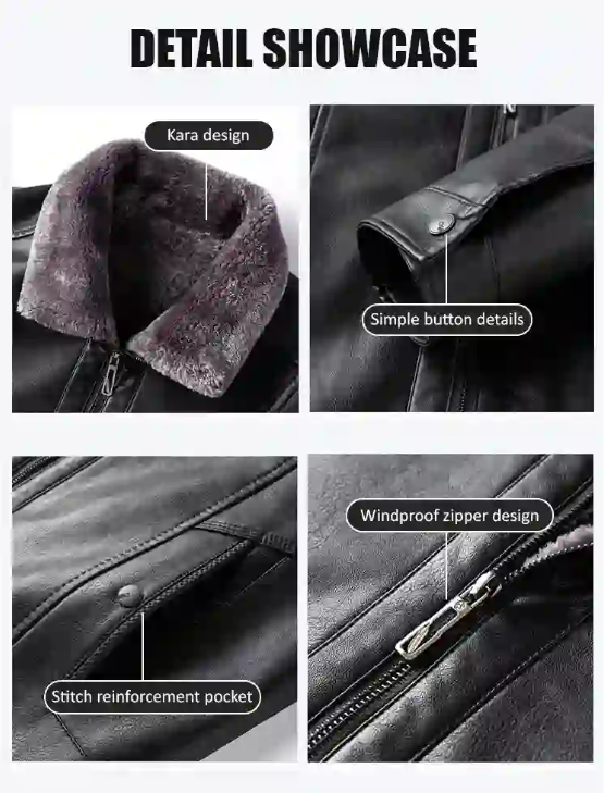 Men's leather jacket, thickened and lined with fleece , Your body temperature can rise by 5 degrees Celsius in just 1 second